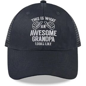 Grandpa Trucker Hats for Men, Adjustable Embroidered Wash Grandfather Birthday Baseball Cap