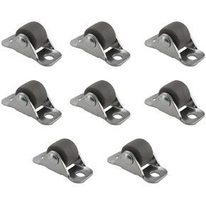 CHENJIN 8PCS Furniture Mini Casters 1/2 Inch Kickboard Drawer Slide Wheel Tatami Side Auxiliary Directional Wheel Rubber Roller with Steel Top Plate Unidirectional Toy Cabinet Small Wheel