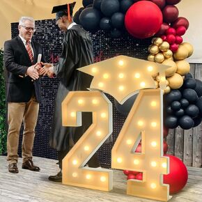 Graduation Decorations 2024 Party Numbers: 4.5FT Graduation Decorations Class of 2024 - Large Marquee Numbers 24 for Kindergarten Preschool High School (4.5FT 24+Cap, White)