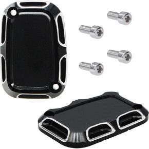 Brake Master Clutch Cylinder Covers CNC Aluminium Brake Master Cylinder Fluid Reservoir Cap Compatible with Harley Touring Electra Glide Road Glide 2008-2017. (style-1)