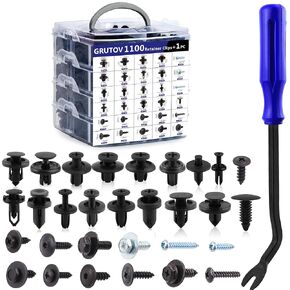 Automotive Push Pins Plastic Rivets 1101PCS Shield Retainer Clips Car Bumper Clips Assortment Xmas Tree Fasteners Kit Most Common Sizes Auto Body Push Pin with Removers for Ford Honda Chrysler GM