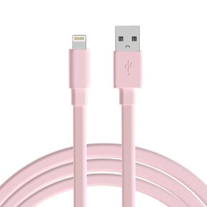 TALK WORKS Flat Lightning Charging Cable Compatible w/iPhone 14/14 Plus/14 Pro/14 Pro Max, 13/13 Mini/13 Pro/Max, 12/Mini/Pro/Max, 11/Pro/Pro Max, XR, XS, XS Max, X, 8, 7, 6,- 7' Charger Cord (White)