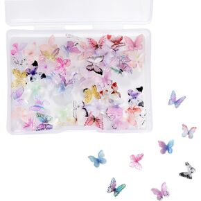 60pcs Micro Resin Butterflies, 3D Miniature Tiny Butterfly for Fairy Garden Dollhouse, Mini Micro Landscaping Decoration