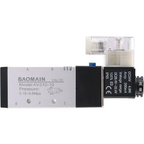 Baomain Pneumatic Solenoid Air Valve 4V310-10 DC 24V 5 Way 2 Position PT 3/8" Internally Piloted Acting Type Single Electrical Control