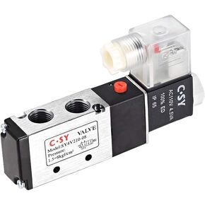 uxcell AC 110V 5 Way 2 Position 1/4"PT,Pneumatic Air Control Solenoid Valve,Internally Single Piloted Acting Type w LED Light,4V210-08