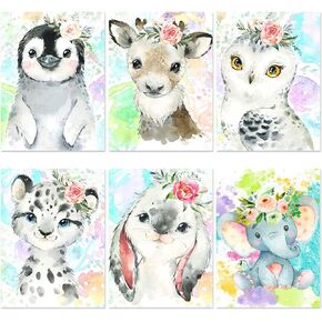 DIY 5D Diamond Painting Kits for Kids Adults 6 Pack Diamond Art Painting Kit Full Round Drill Diamond Art Kits Cute Animals Paint with Diamonds for Beginners Home Wall Art Crafts Decor