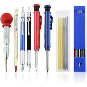 Carpenter Mechanical Pencils, Mechanical Woodworking Pencil Set with Built-in Sharpener, Automatic Center Hole Punch, Carpentry Marking Scribe Tools for Construction Architect DIY in Kuwait