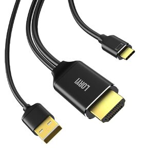 HDMI to USB-C Cable, Xreal Air AR 4K@60Hz 6.6ft HDMI to Type-C, HDMI 2.0, USB Powered, HDMI to USB-C Adapter, Compatible for Mobile Monitor,Nreal Air, Xreal Air AR, Rokid Air, Switch, Steam Deck