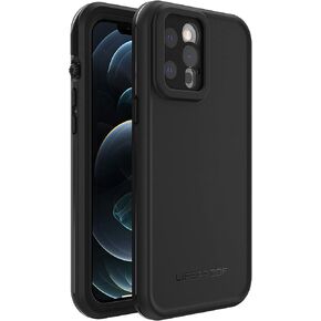 LifeProof iPhone 12 Pro Max FRĒ Series Case - BLACK, waterproof IP68, built-in screen protector, port cover protection, snaps to MagSafe