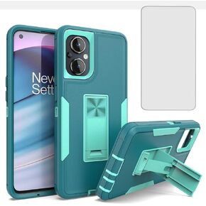 Case for OnePlus Nord N20 5G Case, OnePlus N20 CPH2459 Case with Tempered Glass Screen Protector, Hybrid Heavy Duty Magnetic Built-in Kickstand Protective Cover for OnePlus Nord N20 Gray Green