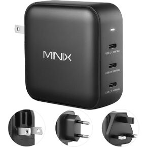 شاحن MINIX 140 واط USB C شاحن Mac Book Pro قابل للطي، PD 3.1 PPS 3 × منافذ USB من النوع C (بحد أقصى 140 واط) محول طاقة جداري سريع GaN II Loptop متوافق مع MacBook Pro16" iPhone 14 وGalaxy والمزيد. in Kuwait