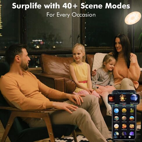 Smart RGB Floor Lamp 24W/2000LM Standing Bright Tall LED Sky Floor Lamp with Remote Dimmable Color Changing Modern Black Pole Touch Control Torchiere Stand Up Lamp Warm for Living Room Bed Room Office in Saudi Arabia