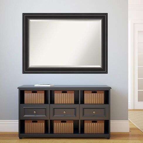 Amanti Art Bathroom Mirror, Colonial Black Wall Mirror for use as Bathroom Vanity Mirror Over Sink (30 x 42 in.) Beveled Mirror, Black Mirror, Traditional Mirror from WI, USA in Saudi Arabia
