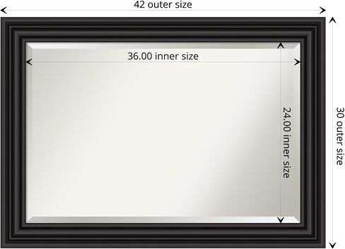 Amanti Art Bathroom Mirror, Colonial Black Wall Mirror for use as Bathroom Vanity Mirror Over Sink (30 x 42 in.) Beveled Mirror, Black Mirror, Traditional Mirror from WI, USA in Saudi Arabia