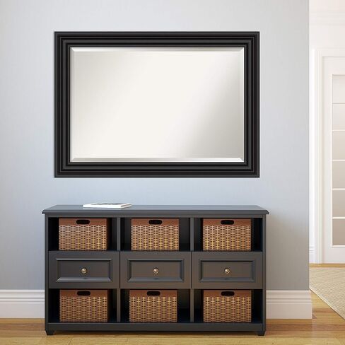 Amanti Art Bathroom Mirror, Colonial Black Wall Mirror for use as Bathroom Vanity Mirror Over Sink (30 x 42 in.) Beveled Mirror, Black Mirror, Traditional Mirror from WI, USA in Saudi Arabia
