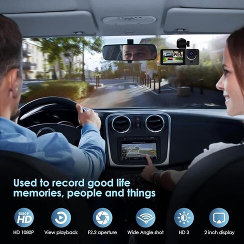 كاميرا داش كام، كاميرا داش كام ثلاثية القنوات أمامية وخلفية من الداخل، كاميرا لوحة قيادة بزاوية واسعة 1080 بيكسل كاملة الوضوح 170 درجة مع بطاقة 64 جيجابايت، مع رؤية ليلية بالأشعة تحت الحمراء، شاشة IPS مقاس 2 بوصة، مستشعر G، تسجيل حلقي in Kuwait