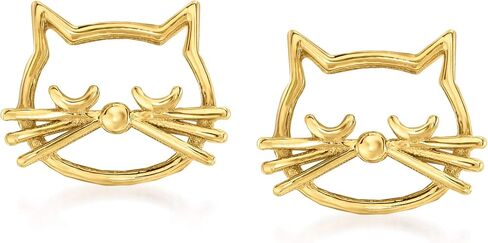 Ross-Simons 14kt Yellow Gold Cat Outline Earrings in Saudi Arabia