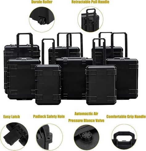 Impact Rolling Hard Case With Customizable Foam, Waterproof & Dustproof 24.6 x 19.7 x 14.4 Inches Protective Camera Case With Handle, Tool Box (Black) in Saudi Arabia