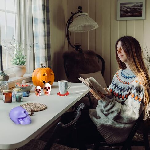 3 قطع قوالب جمجمة ثلاثية الأبعاد، قالب سيليكون جمجمة AIFUDA قالب جمجمة وجه ندبة من الراتنج مع 1 قالب كوستر جمجمة لحرف صب الإيبوكسي المصنوعة من الراتنج in Kuwait