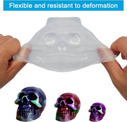 3 قطع قوالب جمجمة ثلاثية الأبعاد، قالب سيليكون جمجمة AIFUDA قالب جمجمة وجه ندبة من الراتنج مع 1 قالب كوستر جمجمة لحرف صب الإيبوكسي المصنوعة من الراتنج in Kuwait