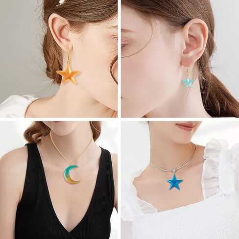 Craftdady 2Pcs Moon Star Pendant Silicone Mold Crescent Moon Resin Jewelry Casting Mold with Screw Eye Pin Peg Bails for DIY Resin Crafts Jewelry Making in Saudi Arabia