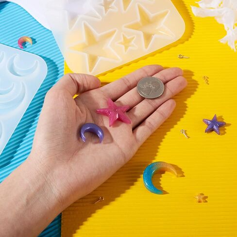 Craftdady 2Pcs Moon Star Pendant Silicone Mold Crescent Moon Resin Jewelry Casting Mold with Screw Eye Pin Peg Bails for DIY Resin Crafts Jewelry Making in Saudi Arabia