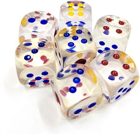24mm Jumbo Dice with Colored Dots, 6-Sided Transparent Dice, Fun Six-Sided Gaming Dice for Farkle, Ten Thousand, Cho-Han and Other Dice Games (Set of 4) in Saudi Arabia