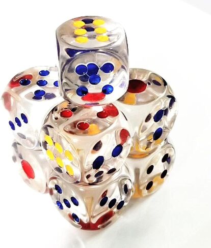 24mm Jumbo Dice with Colored Dots, 6-Sided Transparent Dice, Fun Six-Sided Gaming Dice for Farkle, Ten Thousand, Cho-Han and Other Dice Games (Set of 4) in Saudi Arabia