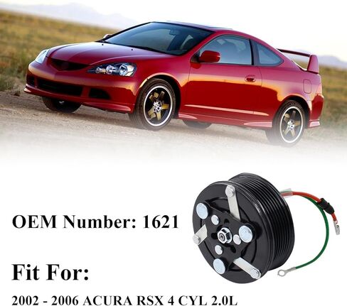A/C Compressor Clutch Assembly Kit Plate Pulley Bearing Coil 1621 Replacement for 2002-2006 Acura RSX 4 CYL 2.0L, AC Air Conditioning Compressor Clutch Coil Auto Repair Kit in Saudi Arabia