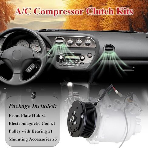 A/C Compressor Clutch Assembly Kit Plate Pulley Bearing Coil 1621 Replacement for 2002-2006 Acura RSX 4 CYL 2.0L, AC Air Conditioning Compressor Clutch Coil Auto Repair Kit in Saudi Arabia