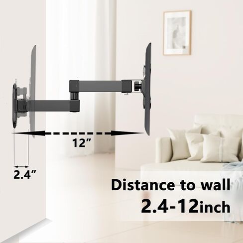 حامل تلفزيون كامل الحركة لمعظم أجهزة تلفزيون وشاشات LCD LED مقاس 14-27 بوصة، حامل تلفزيون بأذرع مفصلية واحدة مع الحد الأقصى VESA 100 × 100 مم، يحمل ما يصل إلى 11 رطل، دعم حامل التلفزيون دوار، إمالة، تعديل المستوى in Kuwait
