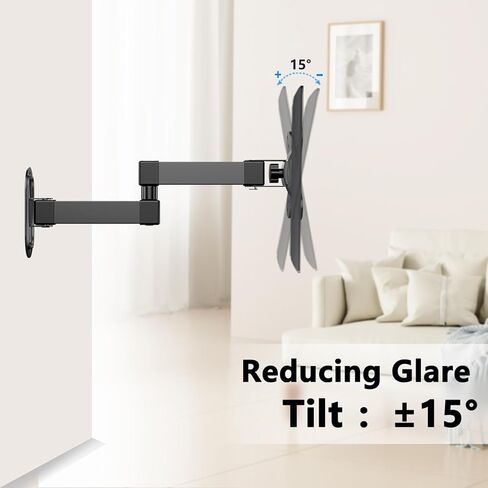 حامل تلفزيون كامل الحركة لمعظم أجهزة تلفزيون وشاشات LCD LED مقاس 14-27 بوصة، حامل تلفزيون بأذرع مفصلية واحدة مع الحد الأقصى VESA 100 × 100 مم، يحمل ما يصل إلى 11 رطل، دعم حامل التلفزيون دوار، إمالة، تعديل المستوى in Kuwait