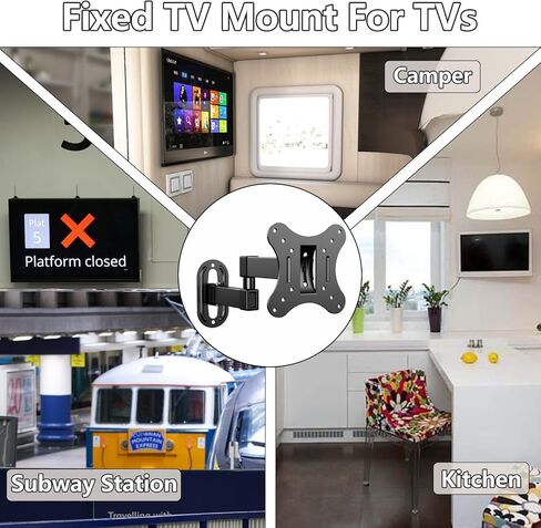 حامل تلفزيون كامل الحركة لمعظم أجهزة تلفزيون وشاشات LCD LED مقاس 14-27 بوصة، حامل تلفزيون بأذرع مفصلية واحدة مع الحد الأقصى VESA 100 × 100 مم، يحمل ما يصل إلى 11 رطل، دعم حامل التلفزيون دوار، إمالة، تعديل المستوى in Kuwait