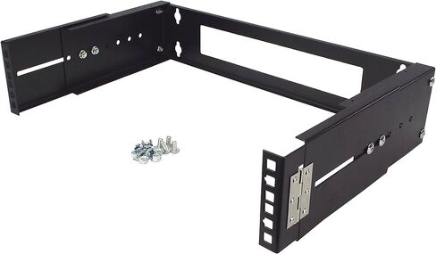 2U 19-Inch Hinged Extendable Wall Mount Bracket Collapsible Network Equipment Rack - Black in Kuwait