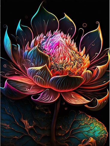 NAIMOER Lotus Diamond Art Kits for Adults, DIY Full Drill 5D Diamond Art Flowers Diamond Art Landscape Perfect for Relaxation and Home Wall Decor 30x40cm in Saudi Arabia