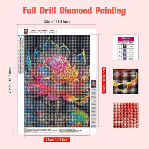 NAIMOER Lotus Diamond Art Kits for Adults, DIY Full Drill 5D Diamond Art Flowers Diamond Art Landscape Perfect for Relaxation and Home Wall Decor 30x40cm in Saudi Arabia