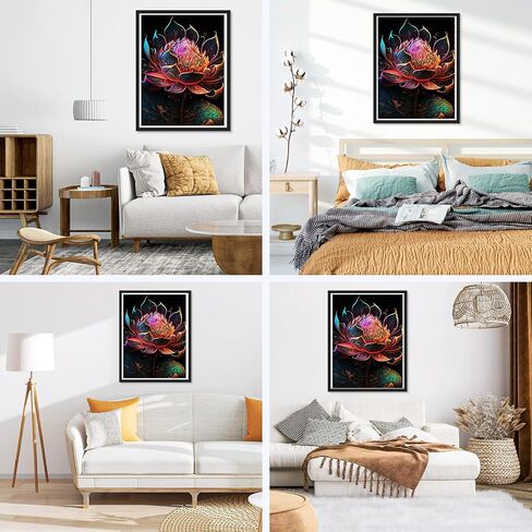 NAIMOER Lotus Diamond Art Kits for Adults, DIY Full Drill 5D Diamond Art Flowers Diamond Art Landscape Perfect for Relaxation and Home Wall Decor 30x40cm in Saudi Arabia