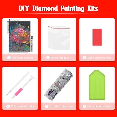 NAIMOER Lotus Diamond Art Kits for Adults, DIY Full Drill 5D Diamond Art Flowers Diamond Art Landscape Perfect for Relaxation and Home Wall Decor 30x40cm in Saudi Arabia