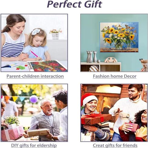 BLESOUYI 5D Sunflowers Diamond Art Painting Kits for Adults Butterfly Flowers Bottles Blessing Words DIY Round Diamond Art Kits Flowers Picture Art for Home Wall Decoration,15.7x11.8 inch in Saudi Arabia