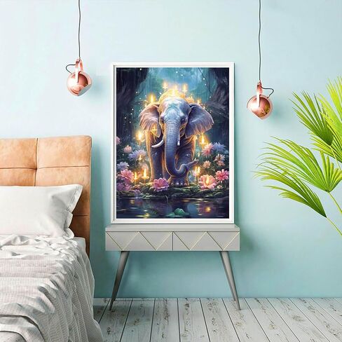 Reofrey Diamond Art Painting Kits for Adults Elephants, Diamond Art Animals Full Drill Round Rhinestone, Cross Stitch Embroidery Canvas for Crafts Decor (30x40cm/12x16 inch) in Saudi Arabia