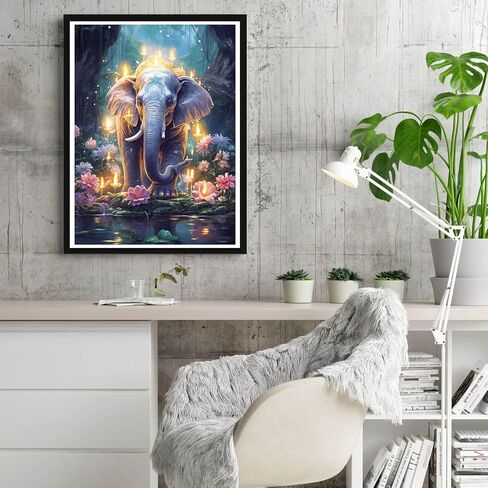 Reofrey Diamond Art Painting Kits for Adults Elephants, Diamond Art Animals Full Drill Round Rhinestone, Cross Stitch Embroidery Canvas for Crafts Decor (30x40cm/12x16 inch) in Saudi Arabia
