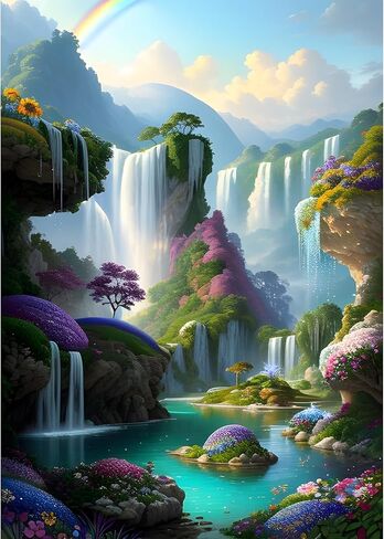 مجموعات الرسم الفني الماسي 5D من MOGTAA للبالغين، مجموعات رسم الماس للمناظر الطبيعية للمبتدئين، مجموعات نقاط الماس الحفر الكاملة الفن والحرف اليدوية لديكور المنزل 12 × 16 بوصة in Kuwait