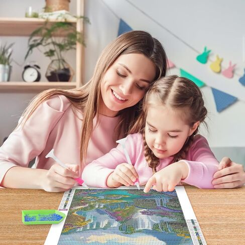 مجموعات الرسم الفني الماسي 5D من MOGTAA للبالغين، مجموعات رسم الماس للمناظر الطبيعية للمبتدئين، مجموعات نقاط الماس الحفر الكاملة الفن والحرف اليدوية لديكور المنزل 12 × 16 بوصة in Kuwait