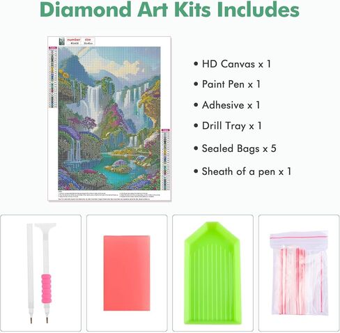 مجموعات الرسم الفني الماسي 5D من MOGTAA للبالغين، مجموعات رسم الماس للمناظر الطبيعية للمبتدئين، مجموعات نقاط الماس الحفر الكاملة الفن والحرف اليدوية لديكور المنزل 12 × 16 بوصة in Kuwait