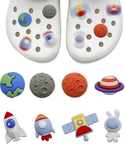 Cute Rotatable Flower Shoe Charms for Girls Funny Shoes Decor Accessories for Kids Boy Adult DIY Clog Sandals in Saudi Arabia