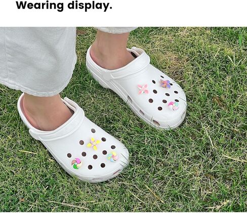 Cute Rotatable Flower Shoe Charms for Girls Funny Shoes Decor Accessories for Kids Boy Adult DIY Clog Sandals in Saudi Arabia