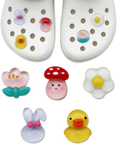 Cute Rotatable Flower Shoe Charms for Girls Funny Shoes Decor Accessories for Kids Boy Adult DIY Clog Sandals in Saudi Arabia