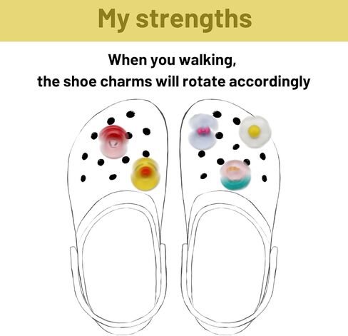 Cute Rotatable Flower Shoe Charms for Girls Funny Shoes Decor Accessories for Kids Boy Adult DIY Clog Sandals in Saudi Arabia