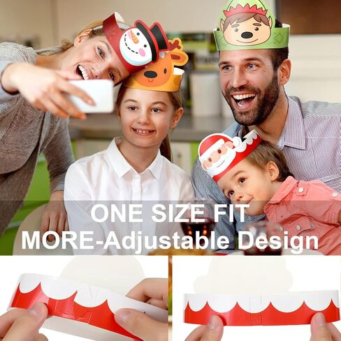Skylety 40 Pieces Christmas Paper Crown Party Hats for Kids Adjustable Paper Crown Hat Headbands Santa Elf Reindeer Snowmen Gingerbread Man Nutcracker Tree Penguin for Christmas Party Classes Game in Saudi Arabia