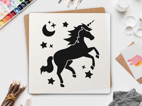 Unicorn Stencil 10 х 10 inch - Reusable Stencils for Painting and Crafts Unicorn Stencil for Painting on Wood, Canvas, Paper, Fabric, Walls and Furniture in Saudi Arabia